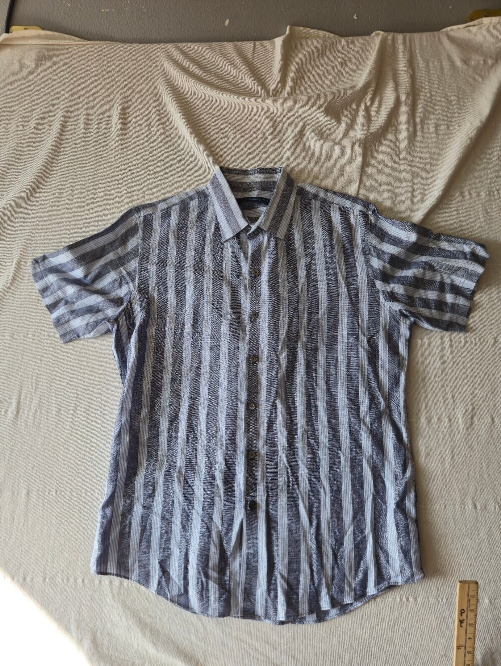 Zachary Prell Men's Short Sleeve Button-Up Shirt Size XL Blue Striped